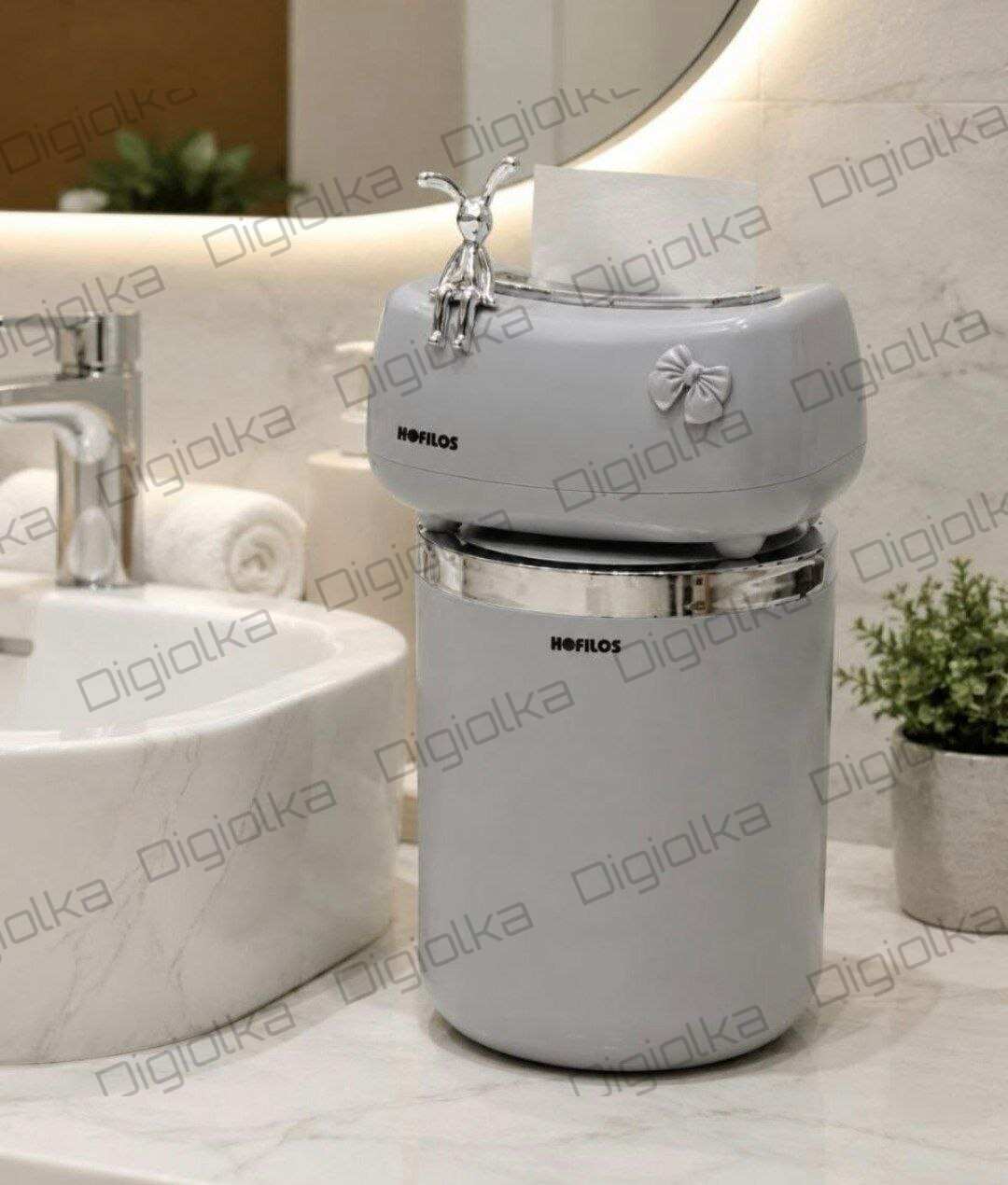 سطل و دستمال خرگوش طوسی